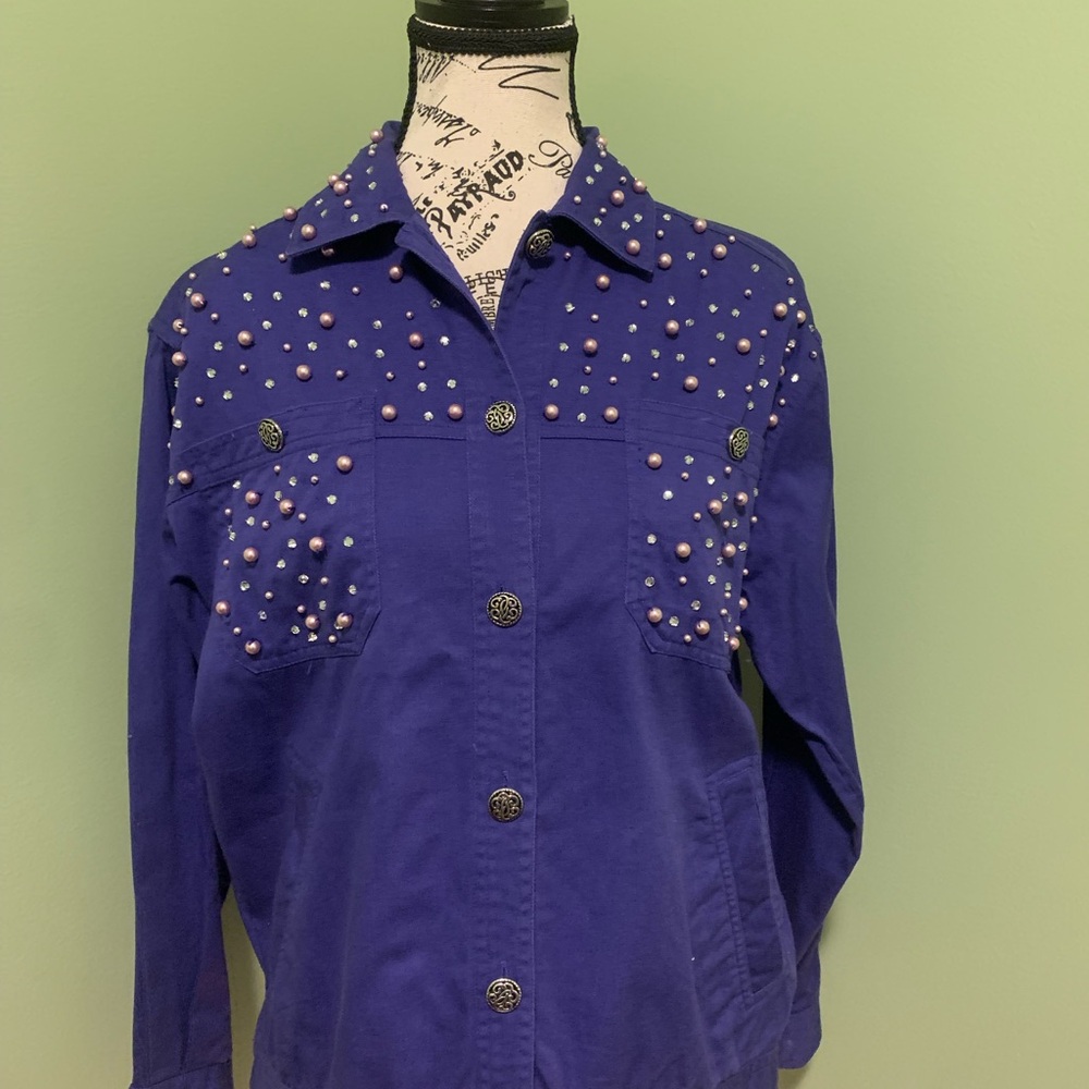 Purple Pearl-Studded Jacket